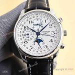 Replica Longines Master Collection Moonphase Leather Strap 40MM Watch White Arabic